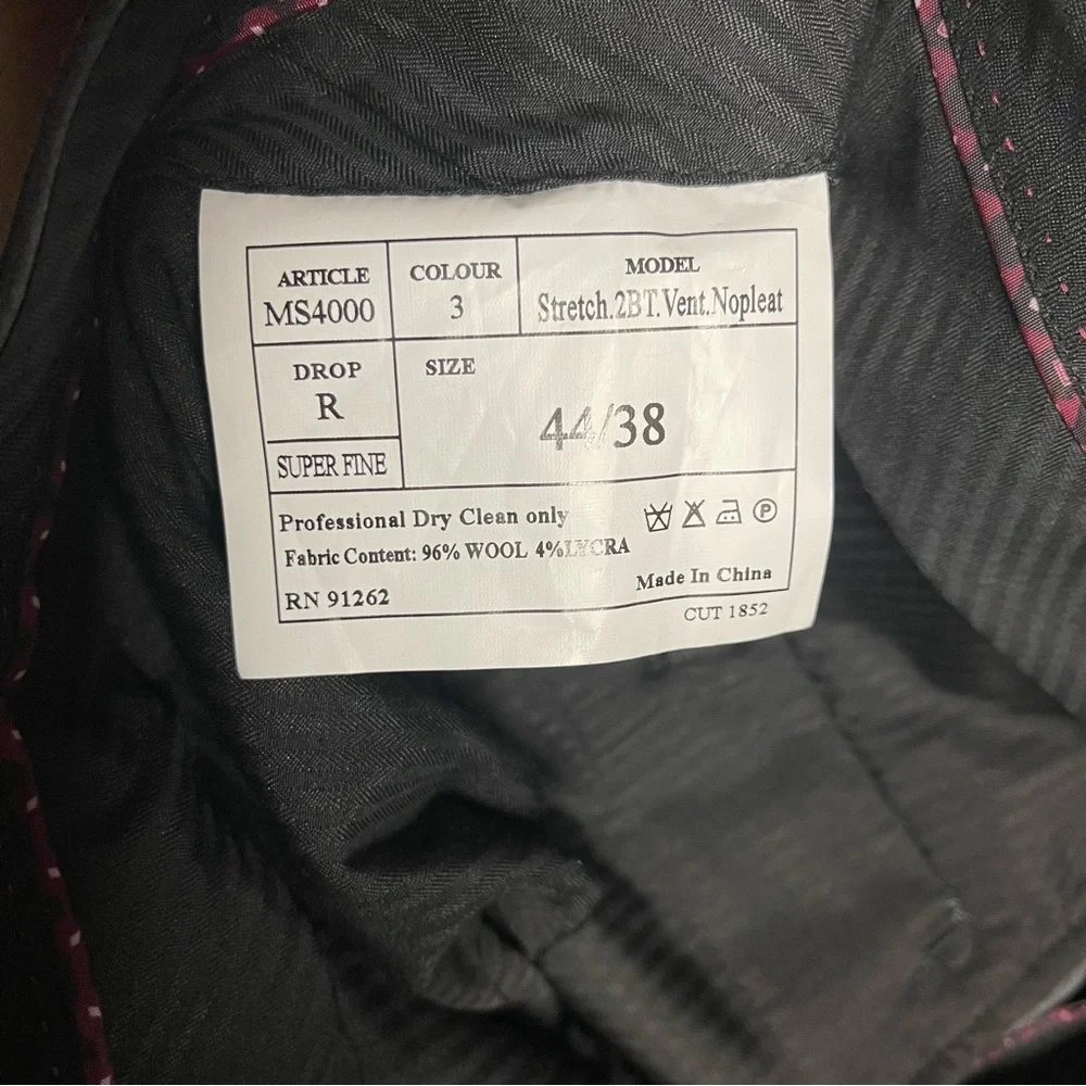 New MANTONI $449 Sharkskin Suit Men's 44R 38x36 Gray 100% WOOL Jacket Pants - Picture 16 of 16